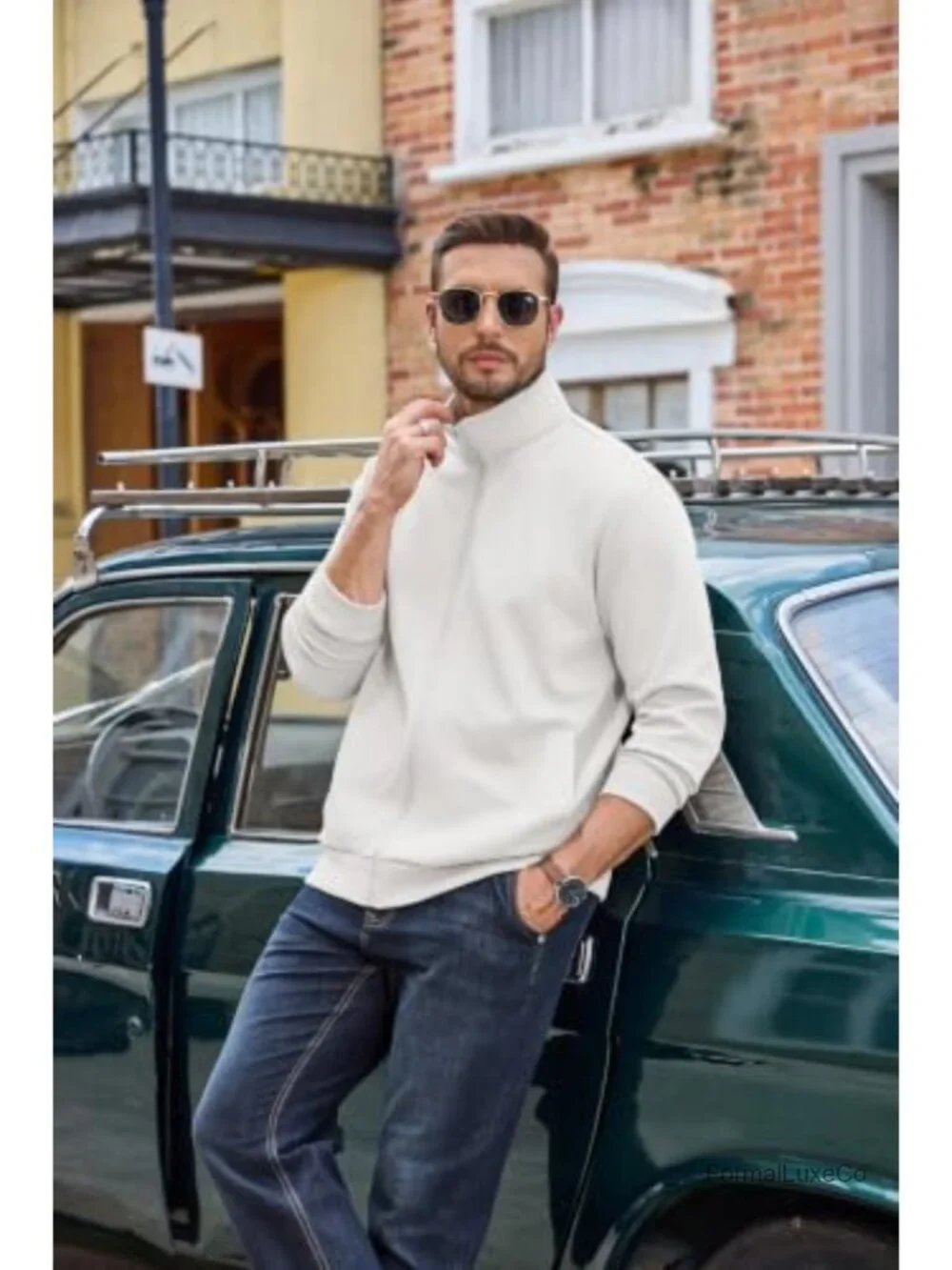 Men's Full Zip Sweatshirt Lightweight Mock Neck Casual Jacket